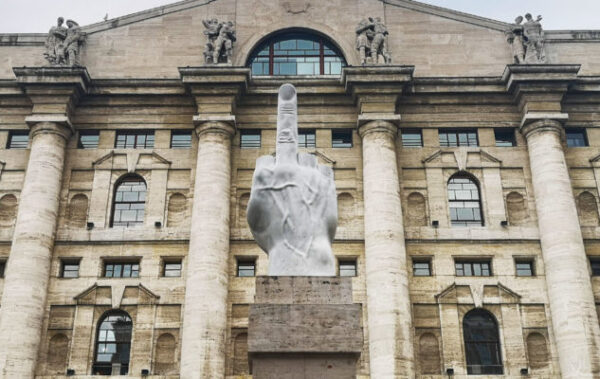The “LOVE” statue -Piazza Affari, Milan - WanderInItaly